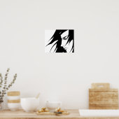 アニメマンガキャラクター白黒 ポスター (キッチン)