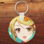 アニメマンガハッピーガールブロンド琥珀の目子猫 キーホルダー (正面)