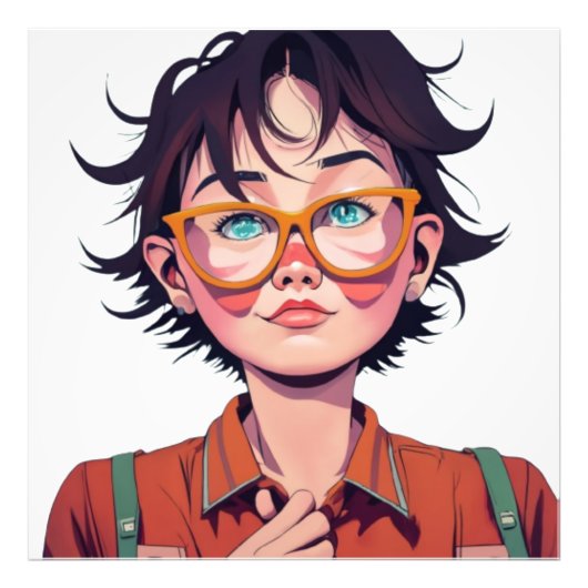 アニメマンガポップ・アートの愛好家顔キャラクター漫画 フォトプリント            (正面)