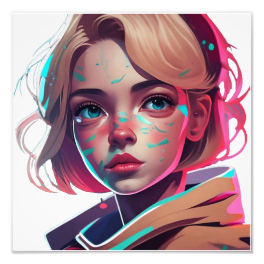 アニメマンガポップ・アートの愛好家顔キャラクター漫画 フォトプリント            (正面)