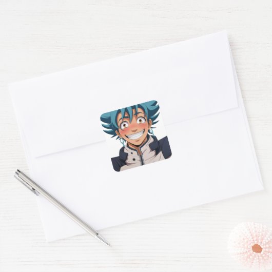 アニメマンガポップ・アートの愛好家顔笑キャラクター スクエアシール (封筒)