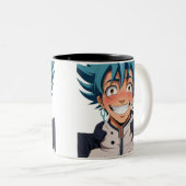 アニメマンガポップ・アートの愛好家顔笑キャラクター ツートーンマグカップ (正面右)