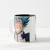 アニメマンガポップ・アートの愛好家顔笑キャラクター ツートーンマグカップ (正面左)