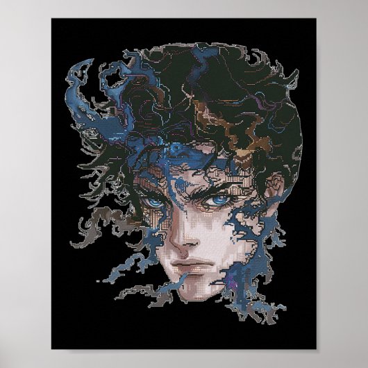 アニメマンガモチーフ青い目アートアニメ ポスター (正面)