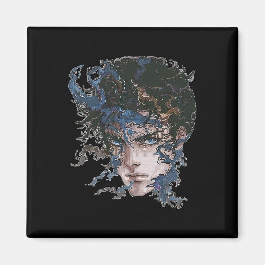 アニメマンガモチーフ青い目アートアニメ マグネット (正面)