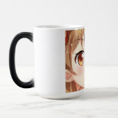 アニメマンガ笑顔の女の子ゴールデンブラウン髪の琥珀 モーフィングマグカップ (左)