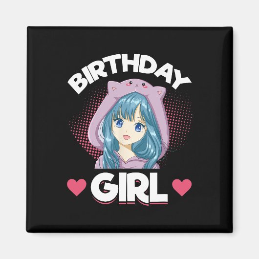 アニメマンガ誕生日ガール誕生日 マグネット (正面)