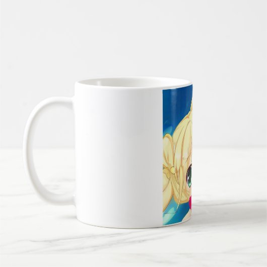 アニメマンガ金髪の緑の目をした少女ハート コーヒーマグカップ (左)