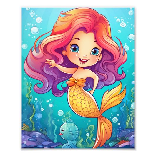 アニメマーメイドガールファンタジーアート フォトプリント            (正面)