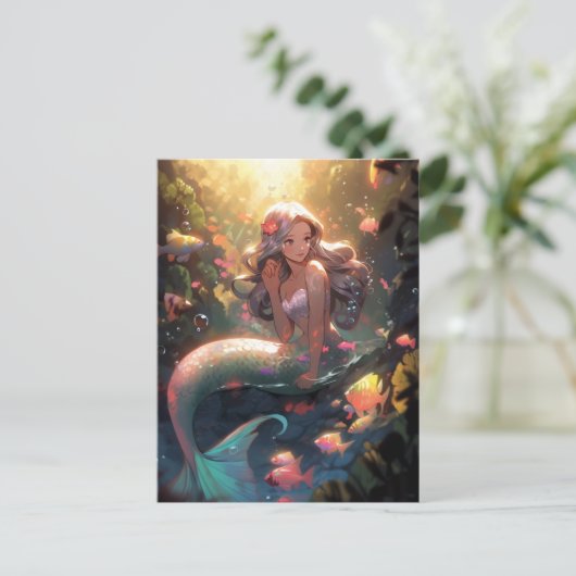 アニメマーメイドガールファンタジーアート ポストカード (スタンド正面)