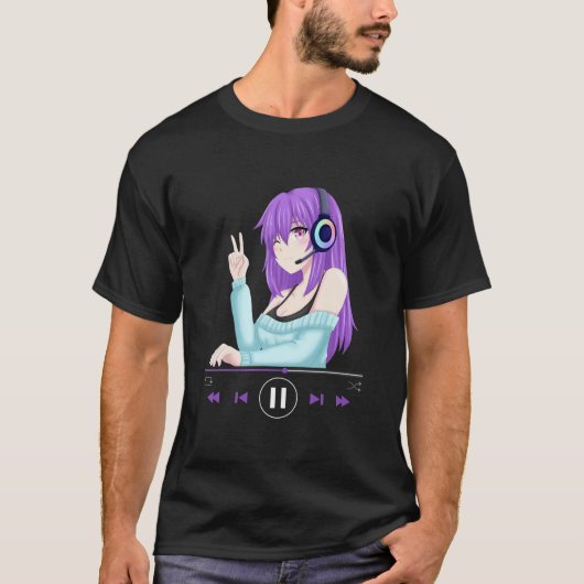 アニメメルチアニメガールコスプレ音楽Vaporwave Tシャツ (正面)