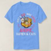 アニメラーメンが好きな女の子と猫のかわいい  Tシャツ (デザイン正面)