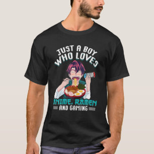 アニメラーメンとゲーム好きな少年 過去記事 Tシャツ