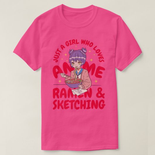 アニメラーメンとスケッチが大好きな女の子507 Tシャツ (デザイン正面)