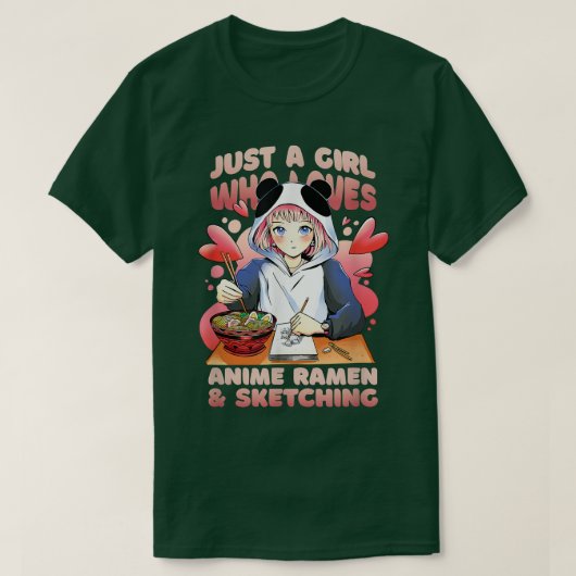 アニメラーメンとスケッチが大好きな女の子611 Tシャツ (デザイン正面)