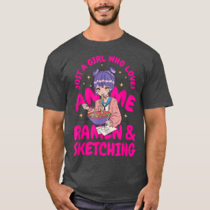 アニメラーメンやスケッチJaが大好きな女の子 Tシャツ