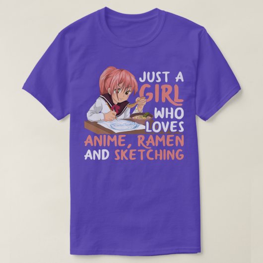 アニメラーメンやスケッチJaが大好きな女の子 Tシャツ (デザイン正面)