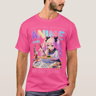 アニメラーメンやスケッチJaが大好きな女の子 Tシャツ