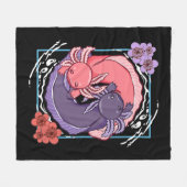 アニメラーメンや串が大好きなアニメアクソロトル和風 フリースブランケット (正面(横))