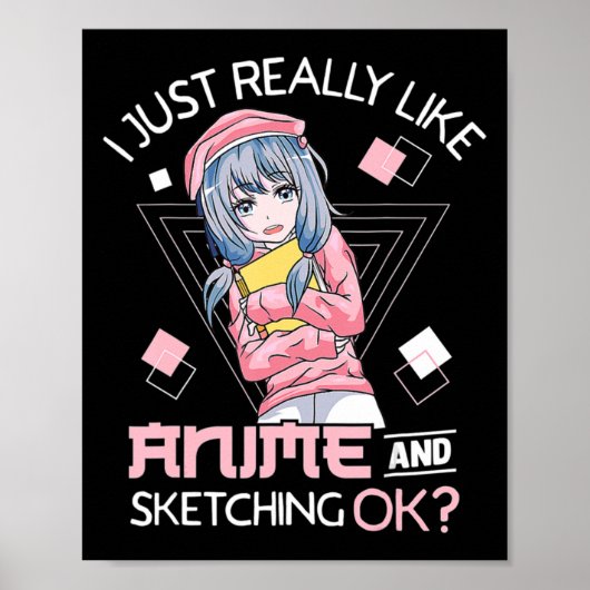 アニメラーメンや串地が大好きなアニメガール和風 ポスター (正面)