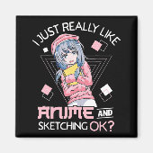 アニメラーメンや串地が大好きなアニメガール和風 マグネット (正面)