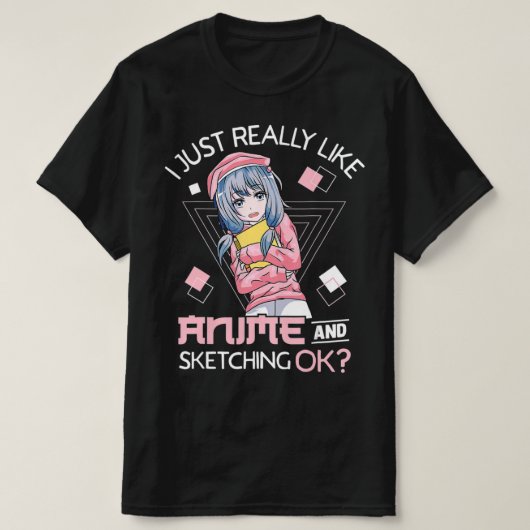アニメラーメンや串地が大好きなアニメガール和風 Tシャツ (デザイン正面)