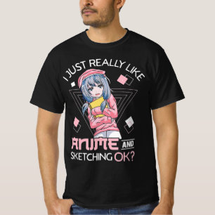 アニメラーメンや串地が大好きなアニメガール和風 Tシャツ