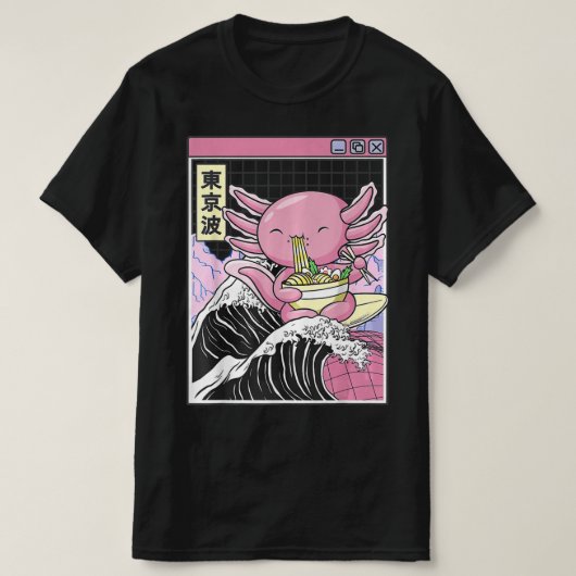アニメラーメンや串地が大好きなアニメガール和風 Tシャツ (デザイン正面)