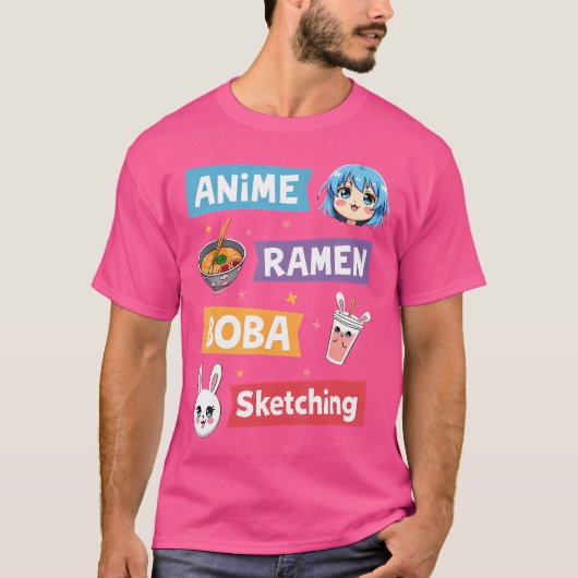 アニメラーメンボバ写生アニメガール Tシャツ (正面)