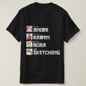 アニメラーメンボバ日本のスケッチマンガミルクティー Tシャツ (デザイン正面)