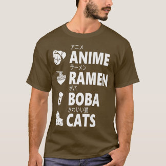 アニメラーメン棒猫日本の食べ物好きマンガへ Tシャツ