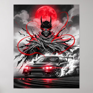 アニメレーシングオニ – 墨絵インク通りレーサー ポスター