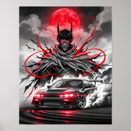 アニメレーシングオニ – 墨絵インク通りレーサー ポスター (正面)