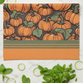アニメーションかわいいカボチャのミニマル秋ハロウィーン キッチンタオル (折り畳み)