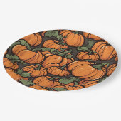 アニメーションかわいいカボチャのミニマル秋ハロウィーン ペーパープレート (アングル)
