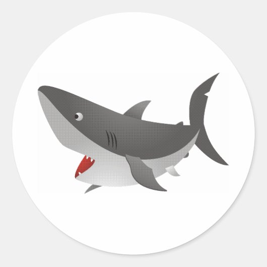 アニメーションのサメのラウンドスティック ラウンドシール (正面)