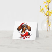 アニメーションのダックスシュントのクリスマスカード カード (黄色い花)
