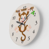 アニメーションぶら下がったモンキーのブランチ ラージ壁時計 (傾斜)