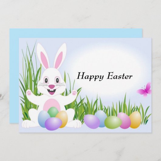 アニメーションイースターバニーカスタム招待状 招待状 (正面/裏面)