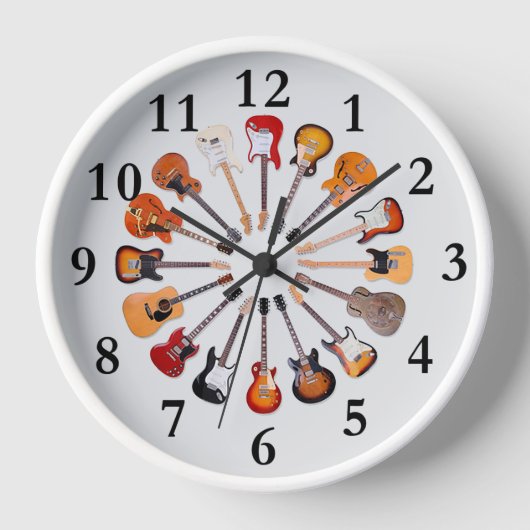 アニメーションギターのバックグランドラウンドクロック 壁時計 (正面)