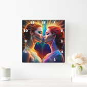 アニメーション化された赤毛モデルの不可解な二重性 スクエア壁時計 (ホーム)