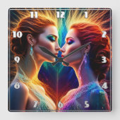 アニメーション化された赤毛モデルの不可解な二重性 スクエア壁時計 (正面)