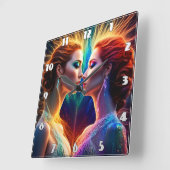 アニメーション化された赤毛モデルの不可解な二重性 スクエア壁時計 (傾斜)