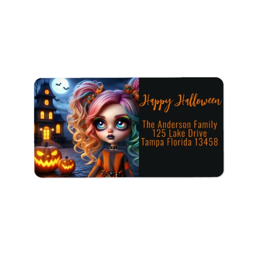 アニメーション女の子、幽霊のよく出る家、カボチャ ラベル (正面)
