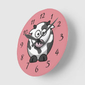 アニメーション牛 ラウンド壁時計 (傾斜)