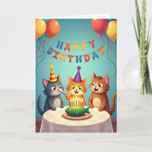 アニメーション猫の誕生日カード カード (正面)