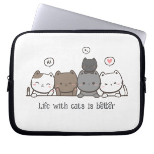 アニメーション猫ラップトップスリーブ、猫好きのカスタムギフト ラップトップスリーブ