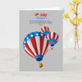 アニメーション米国国旗7月4日熱気球 カード (黄色い花)