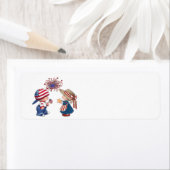 アニメーション7月4日の子ども ラベル (インサイチュ)