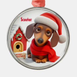 アニメーションDachshundメタルクリスマスオーナメント メタルオーナメント